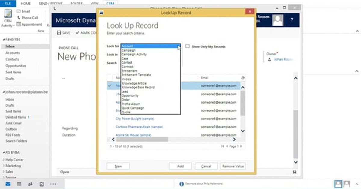 Efficient werken met Dynamics CRM vanuit Outlook